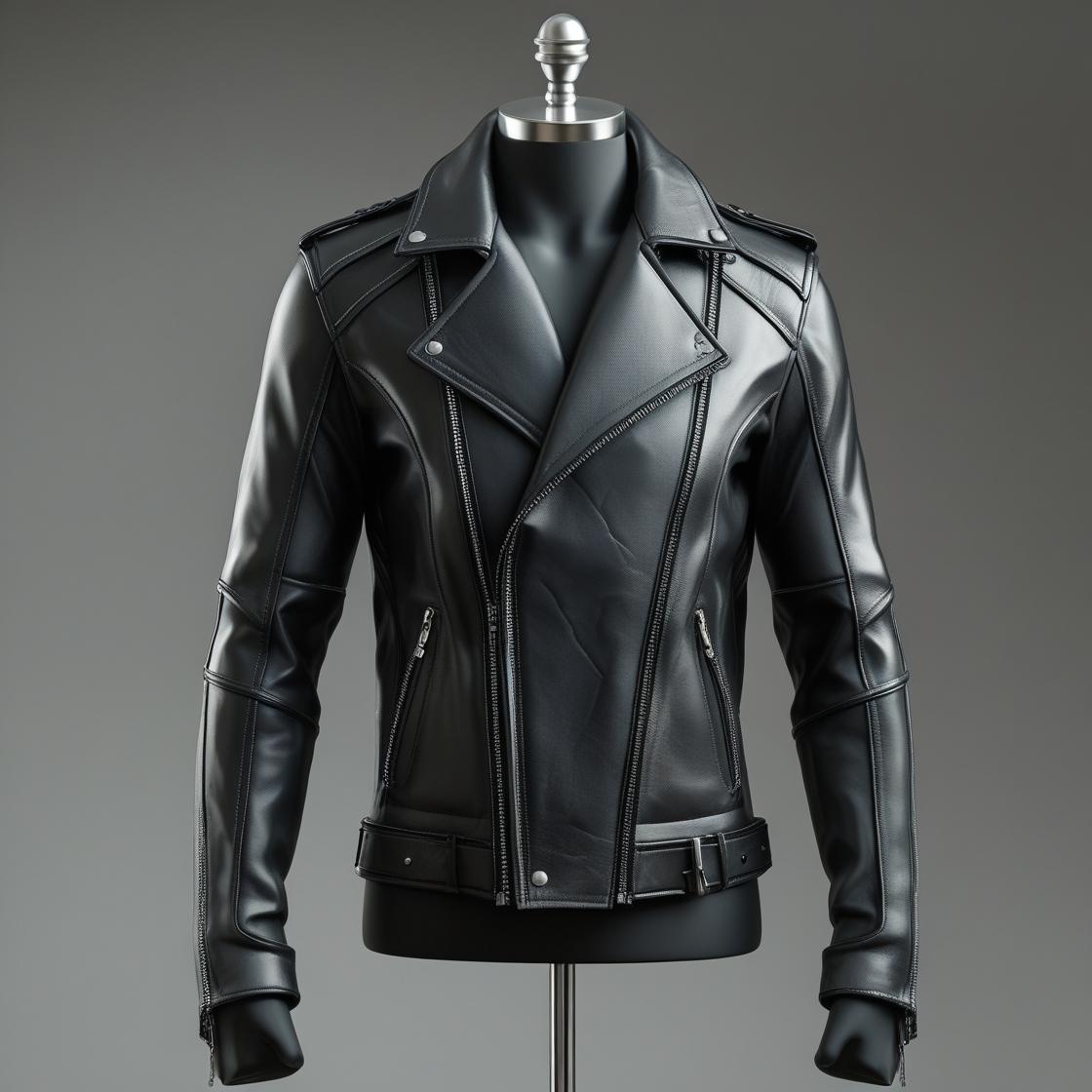 Black Double-Breasted Leather Jacket