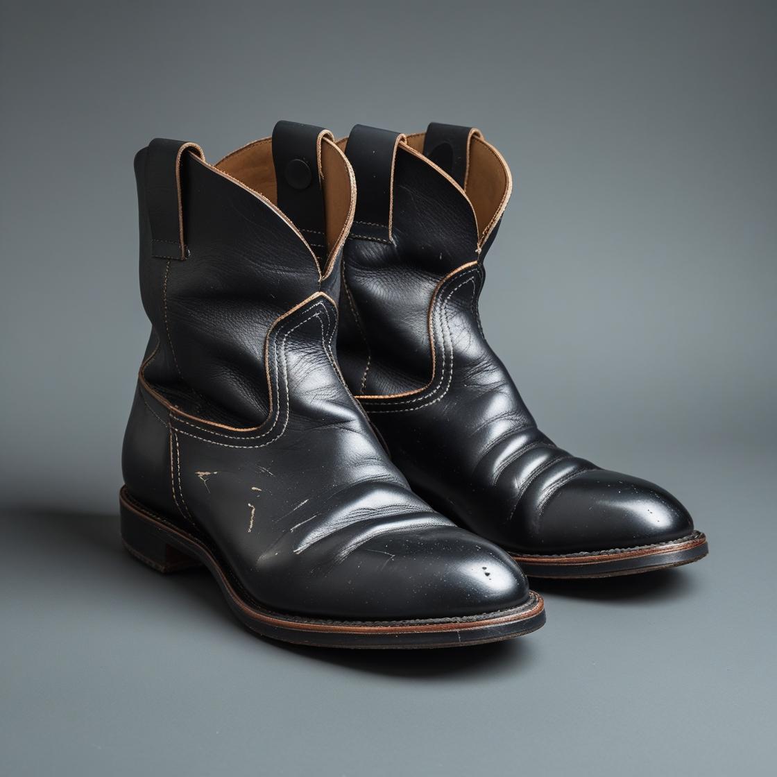 Black Leather Cowboy Boots