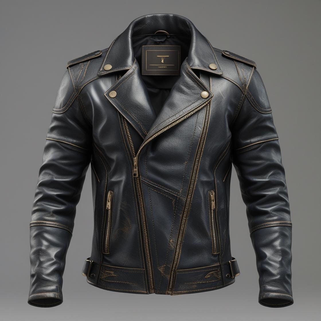 Black Rugged Leather Jacket for Men
