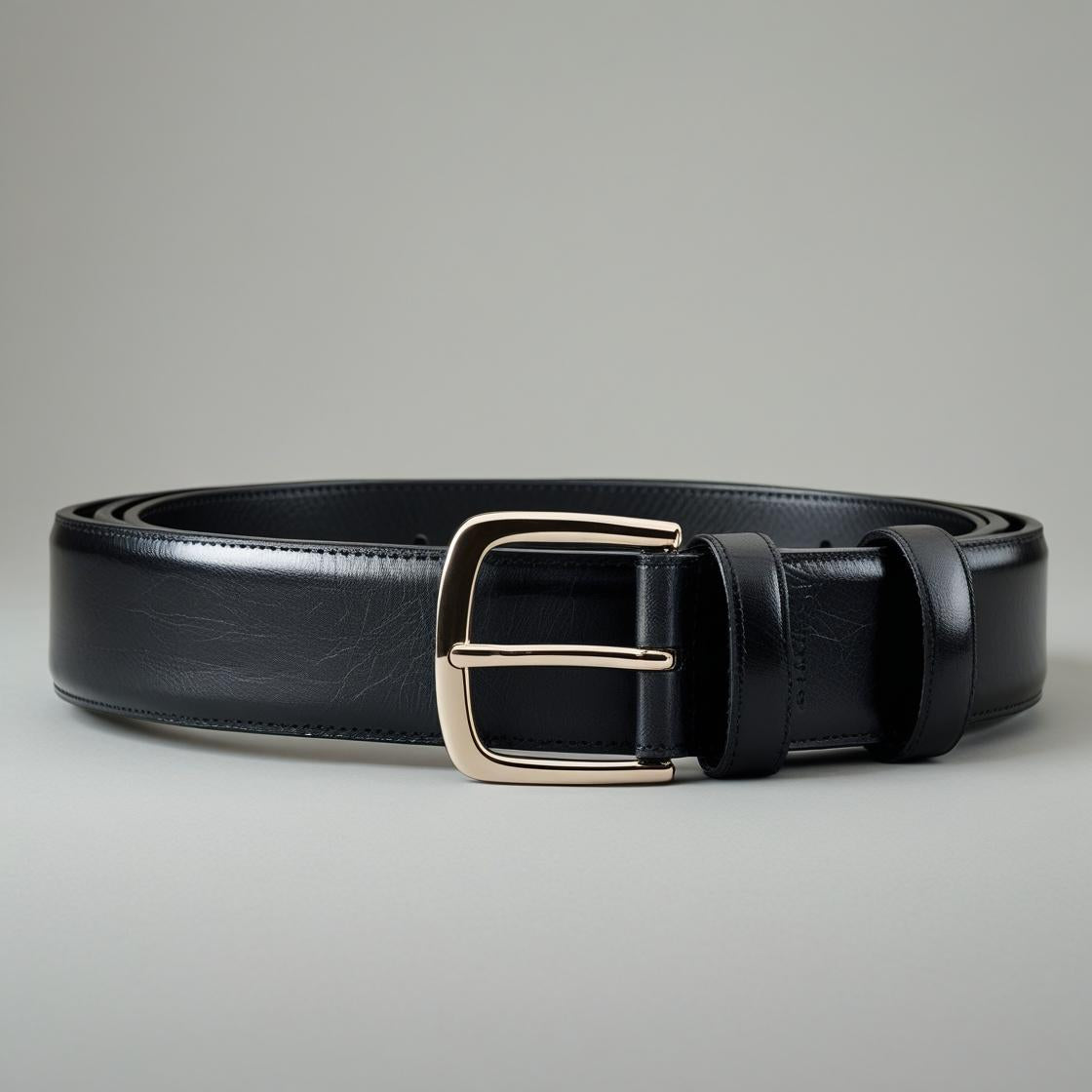 Simple Black Leather Belt