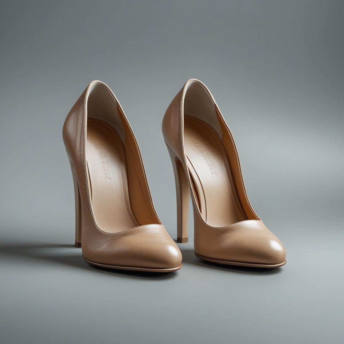 Beige Leather High Heels