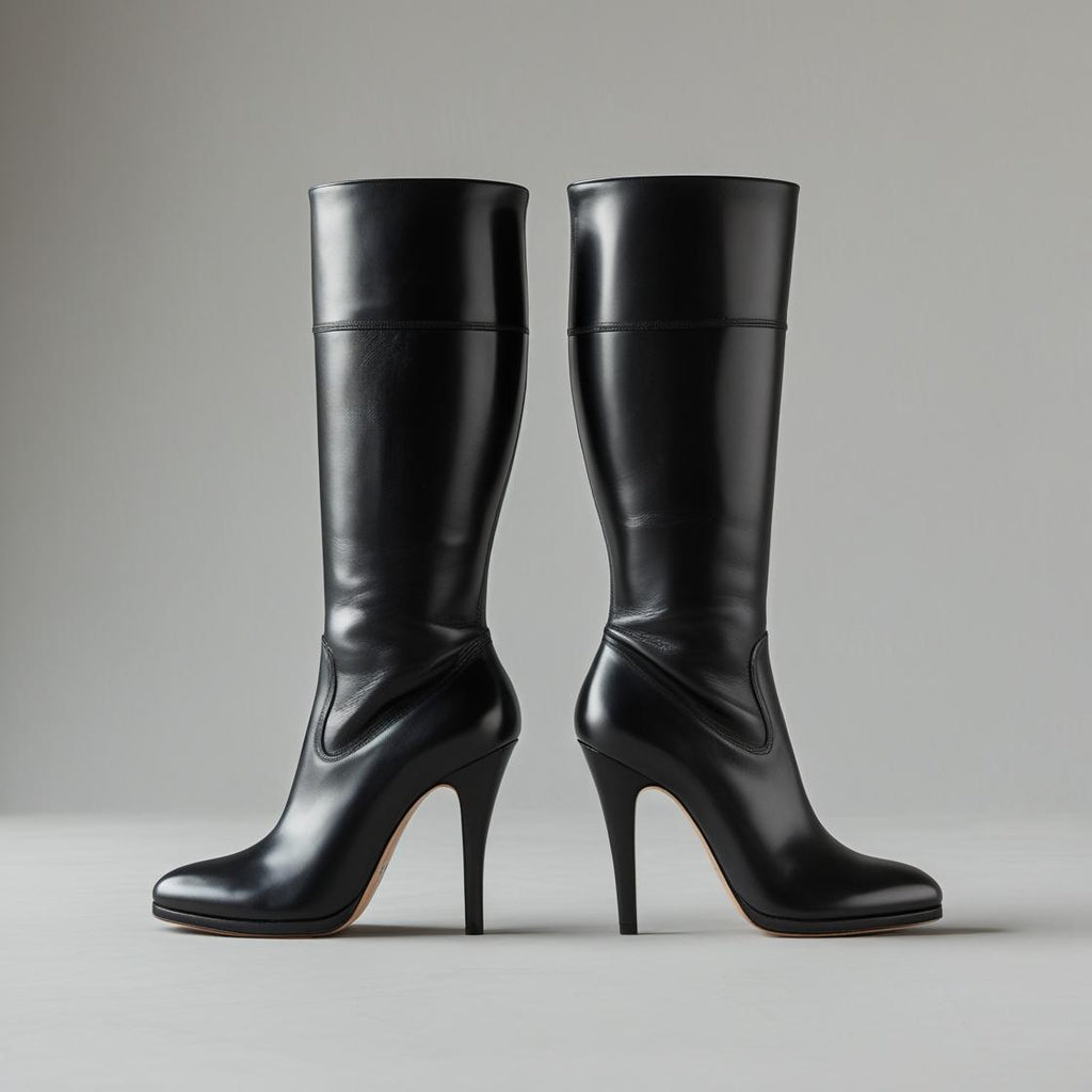 Black Knee-High Heeled Boots