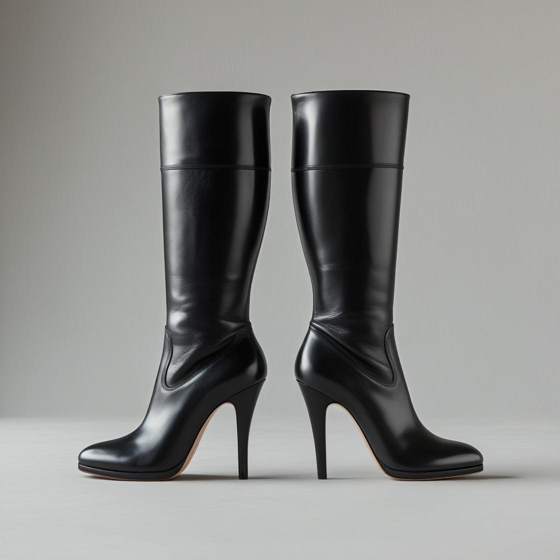 Black Knee-High Heeled Boots
