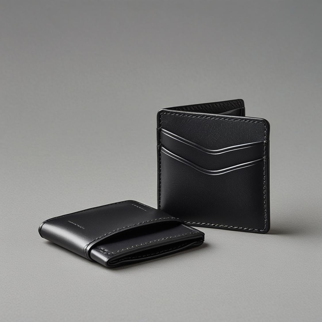Black Foldable Leather Card Holder