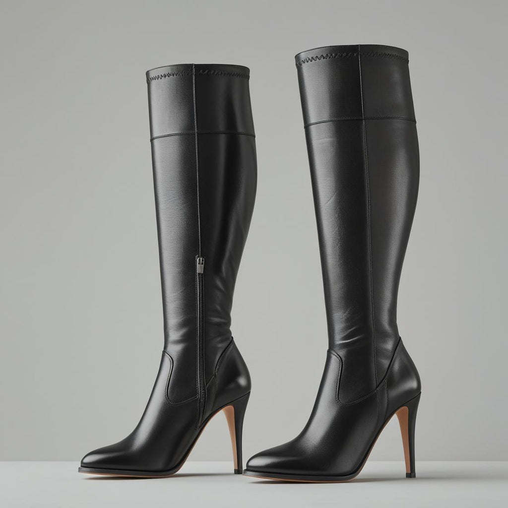 Black Knee-High Heeled Boots