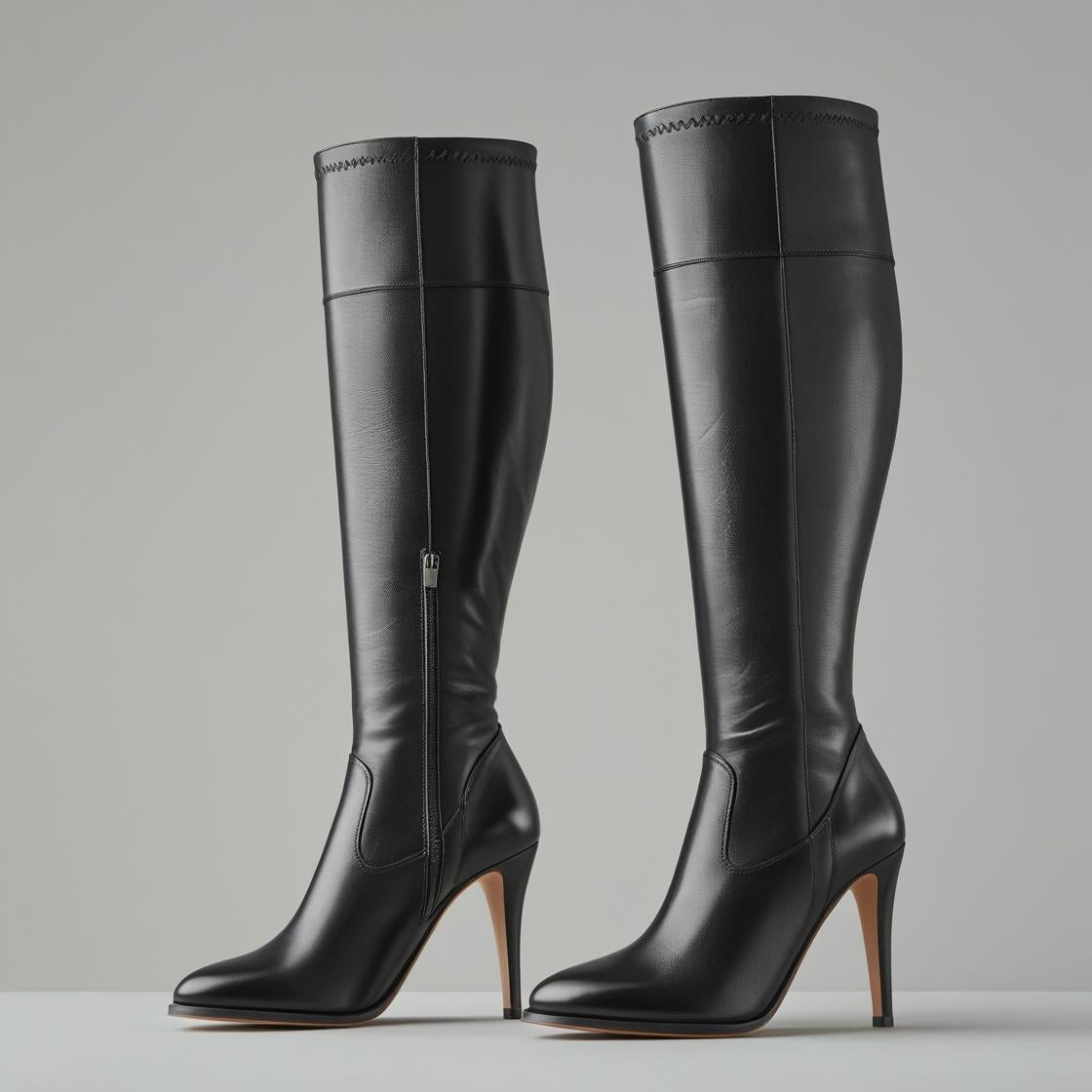 Black Knee-High Heeled Boots