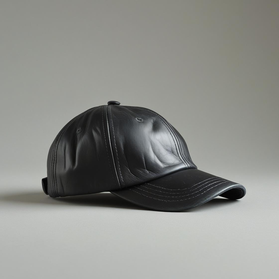 Black Leather Cap & Beanie