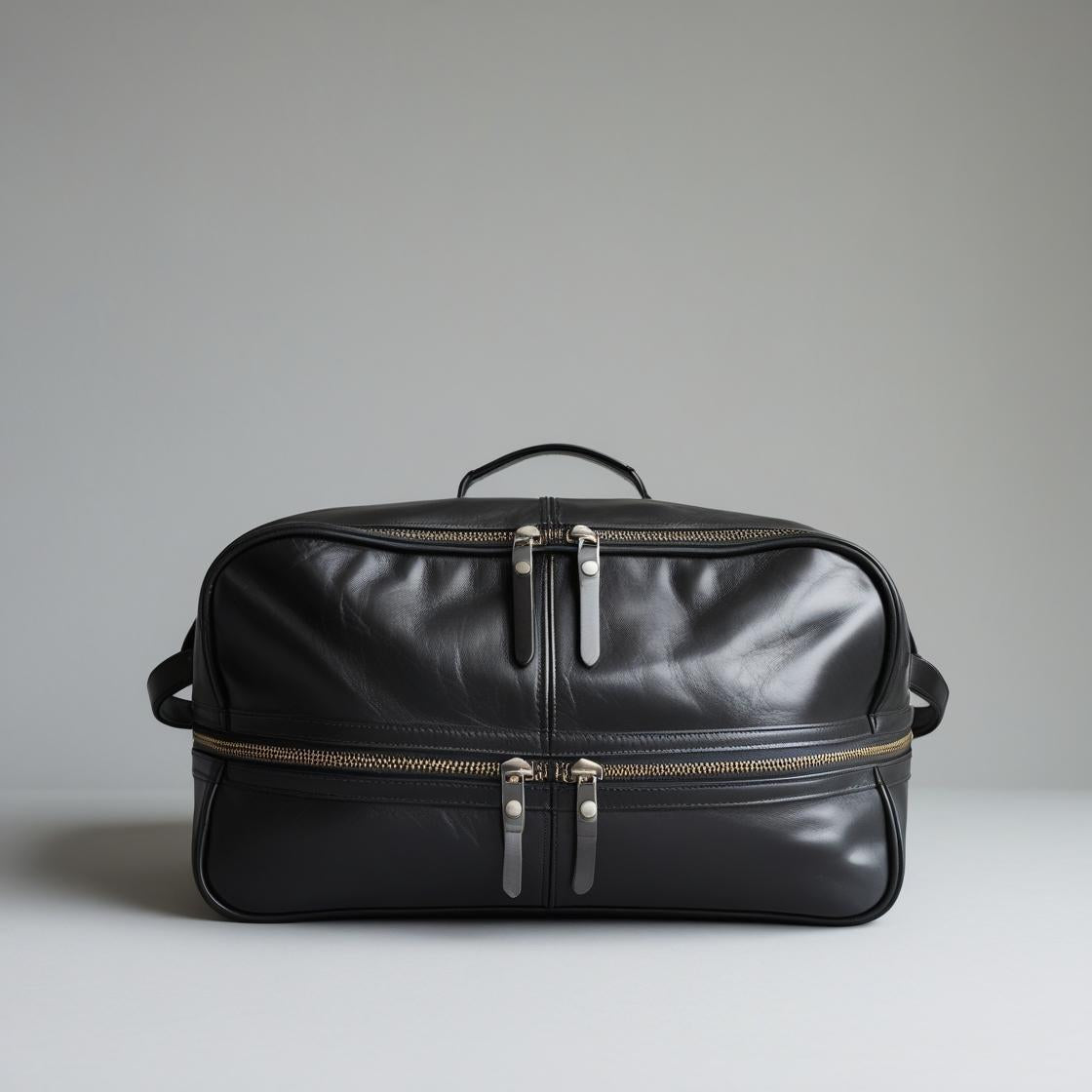 Black Zipped Leather Pouch