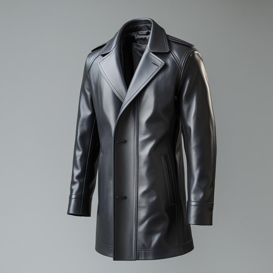 Black Simple Long Coat for Men