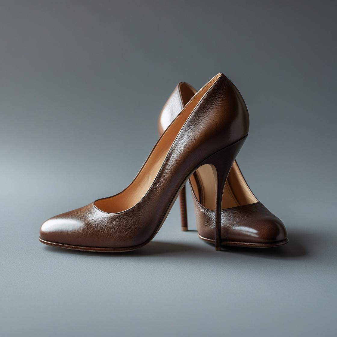 Brown Leather Round Heels