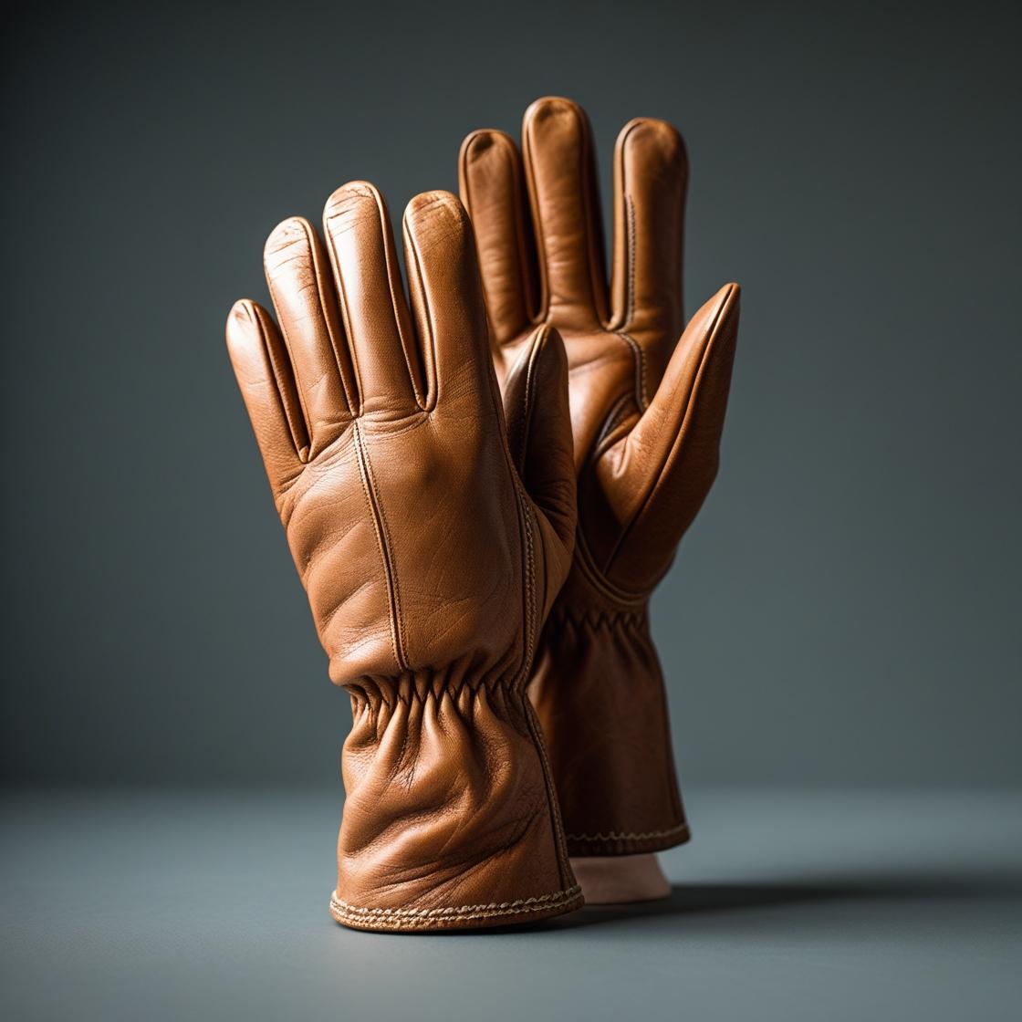 Brown Slim Fit Leather Gloves
