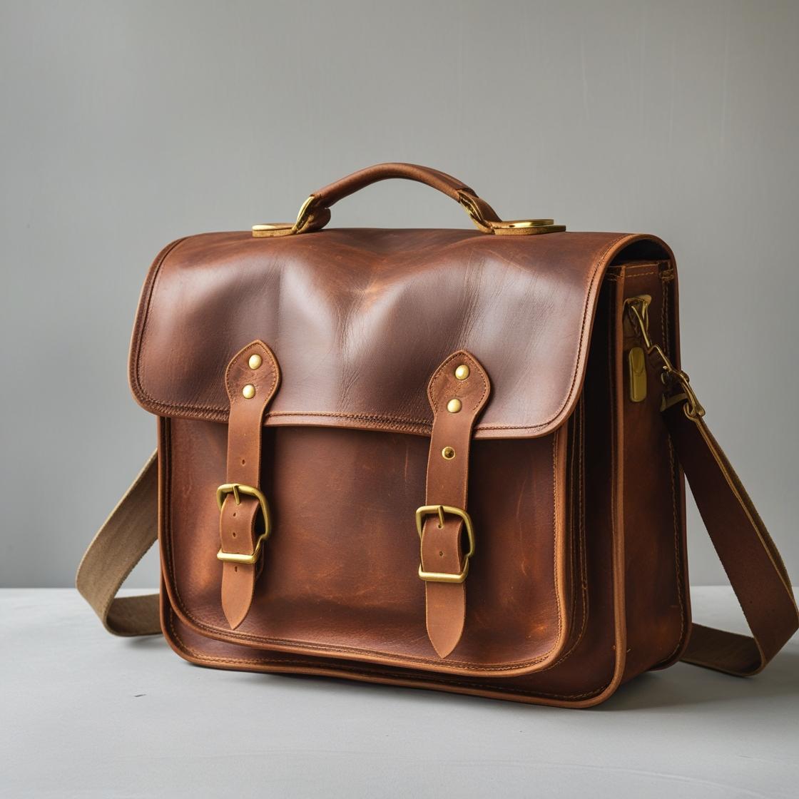 Brown Rugged Office Shoulder Bag