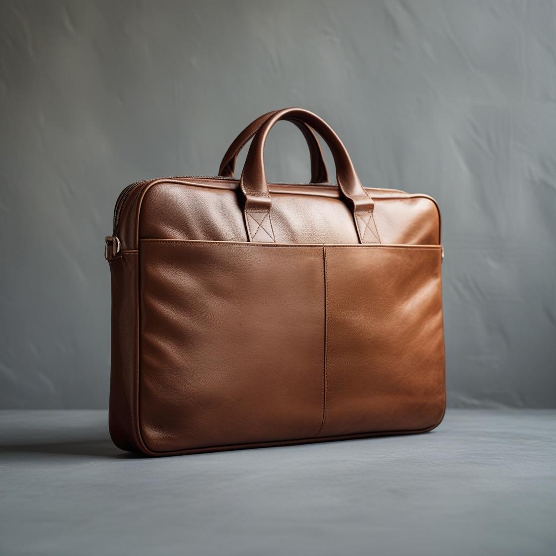 Brown Single Zip Laptop Bag
