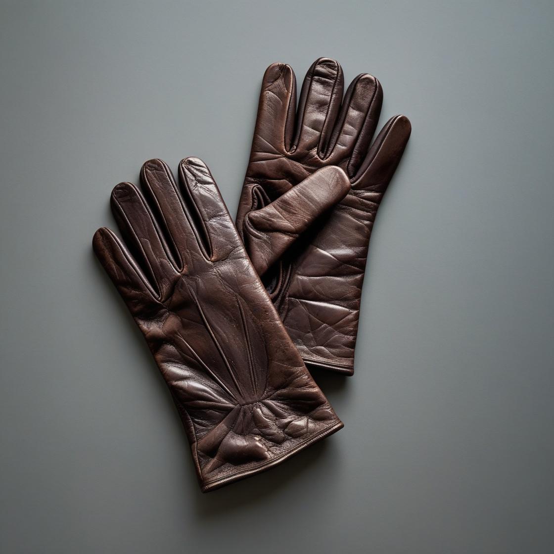 Brown Striped Leather Gloves