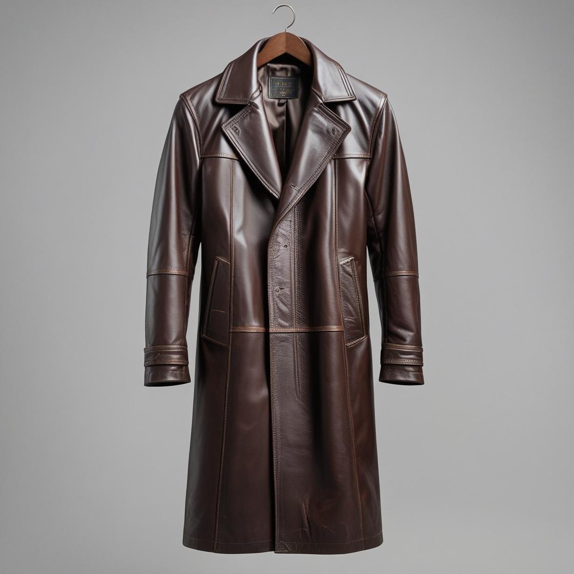 Dark Brown Long Leather Coat