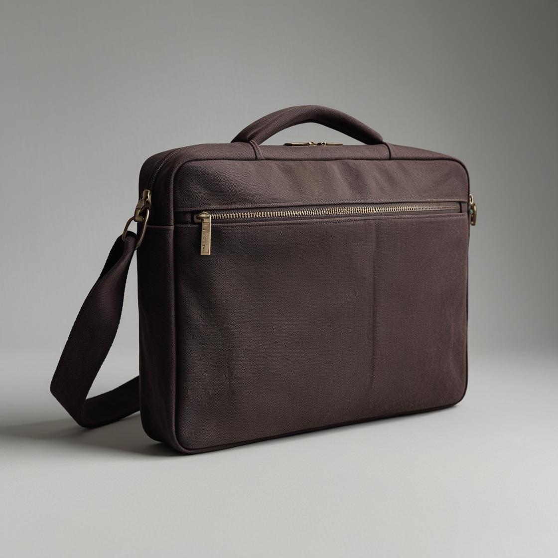 Zipped Leather Laptop Bag