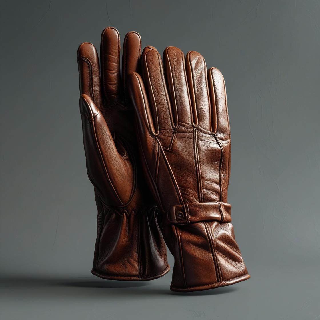 Locked Brown Leather Gloves
