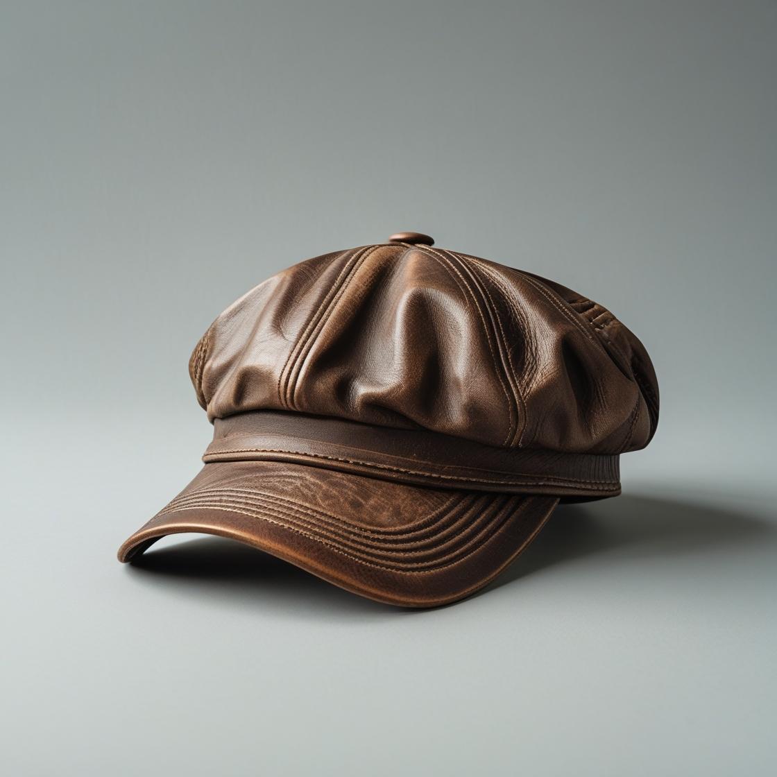Modern Brown Leather Cap