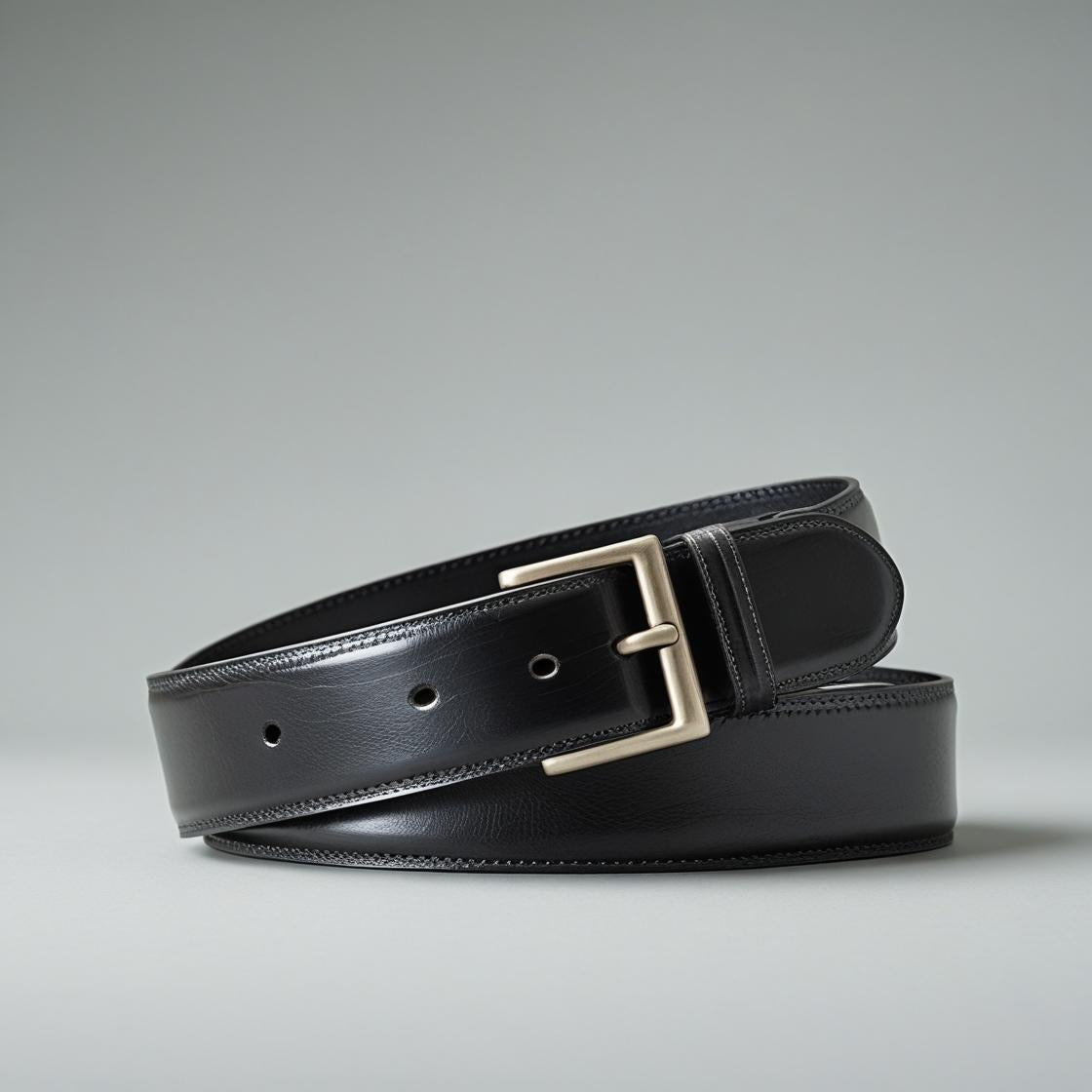 Plain Black Leather Belt