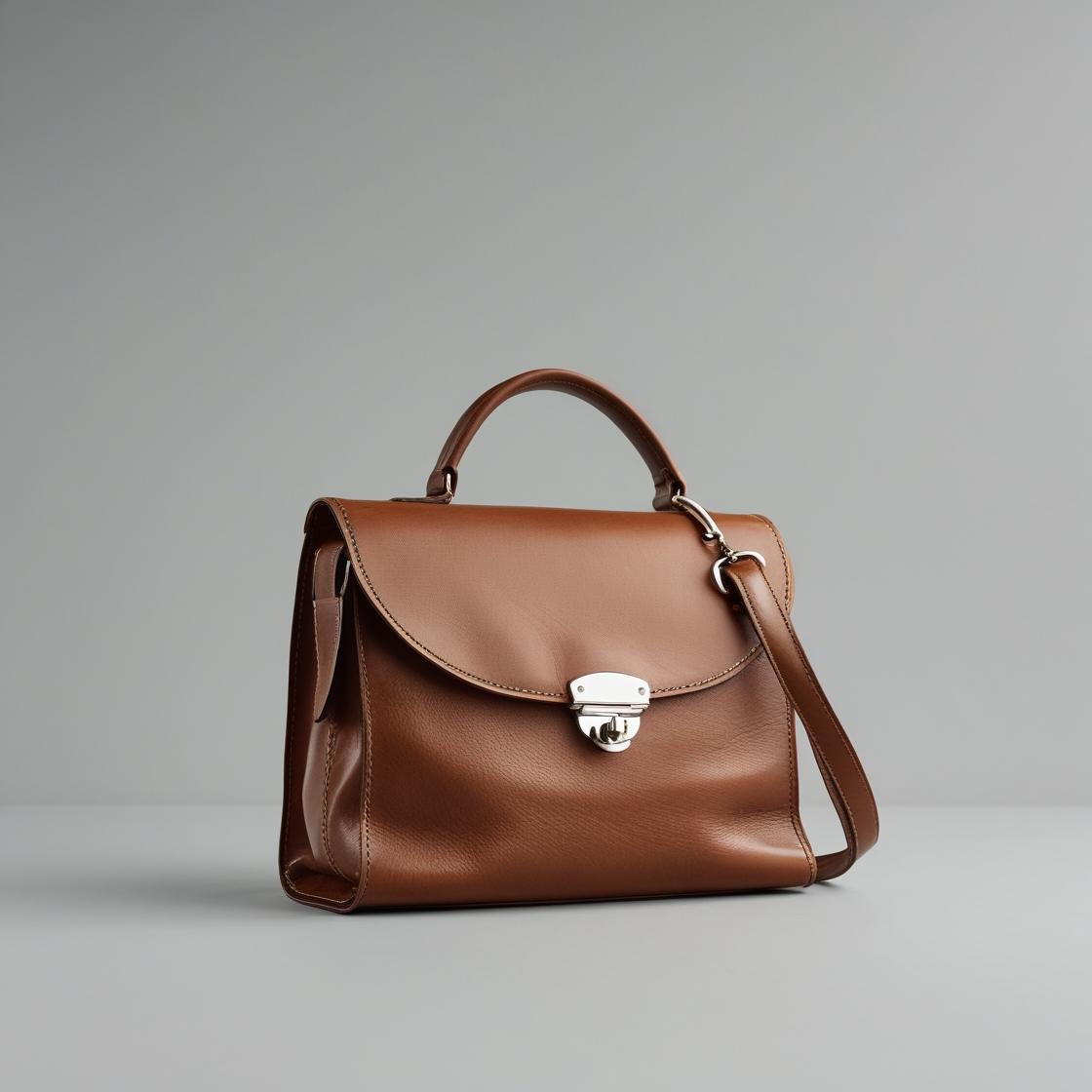 Plain Brown Leather Women Shoulder Bag