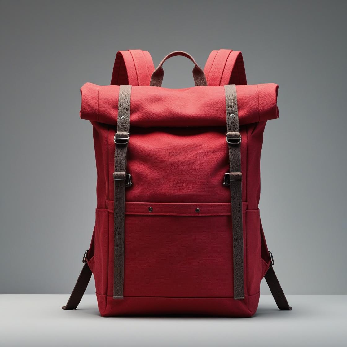 Red Hiking Leather Bagpack
