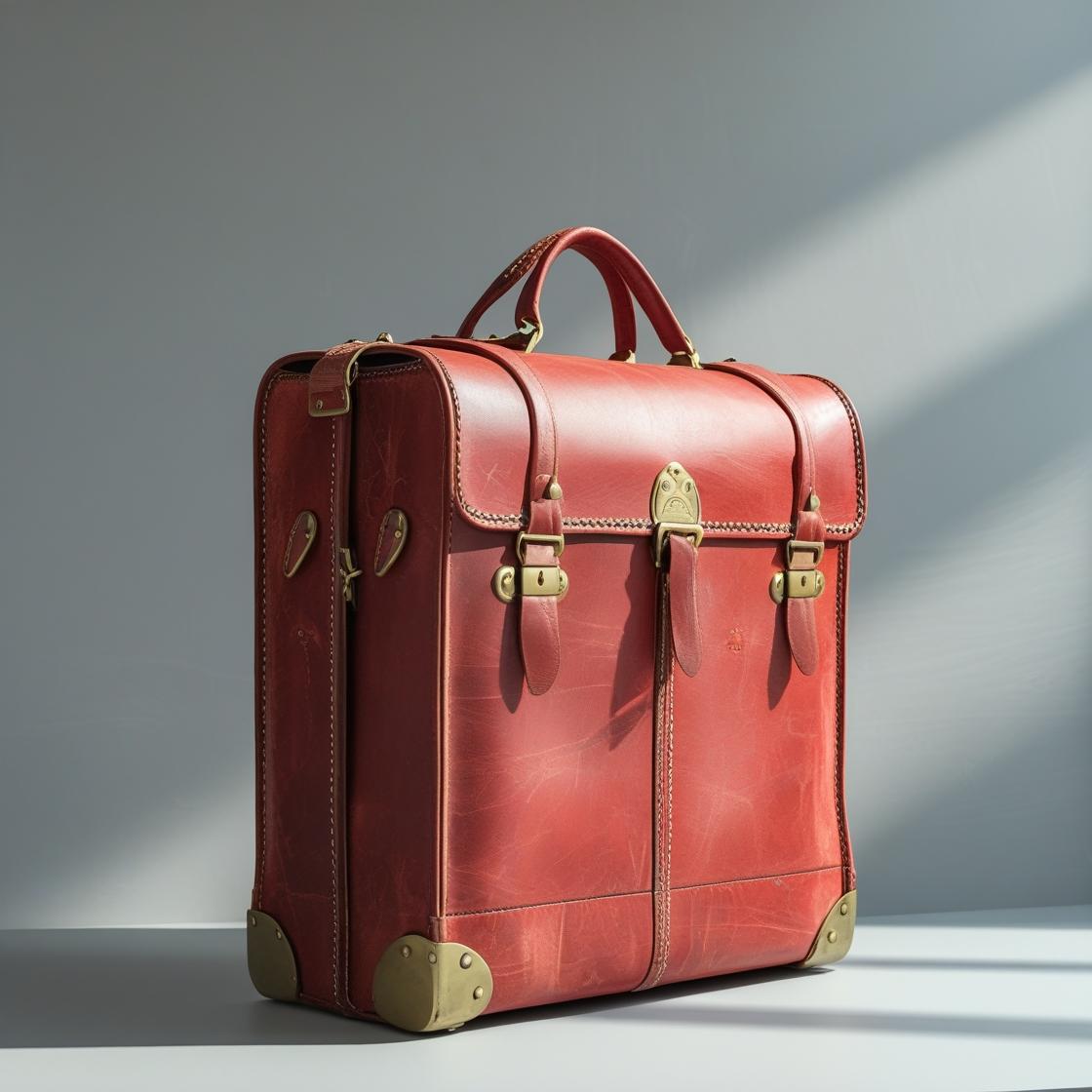 Red Vintage Leather Briefcase