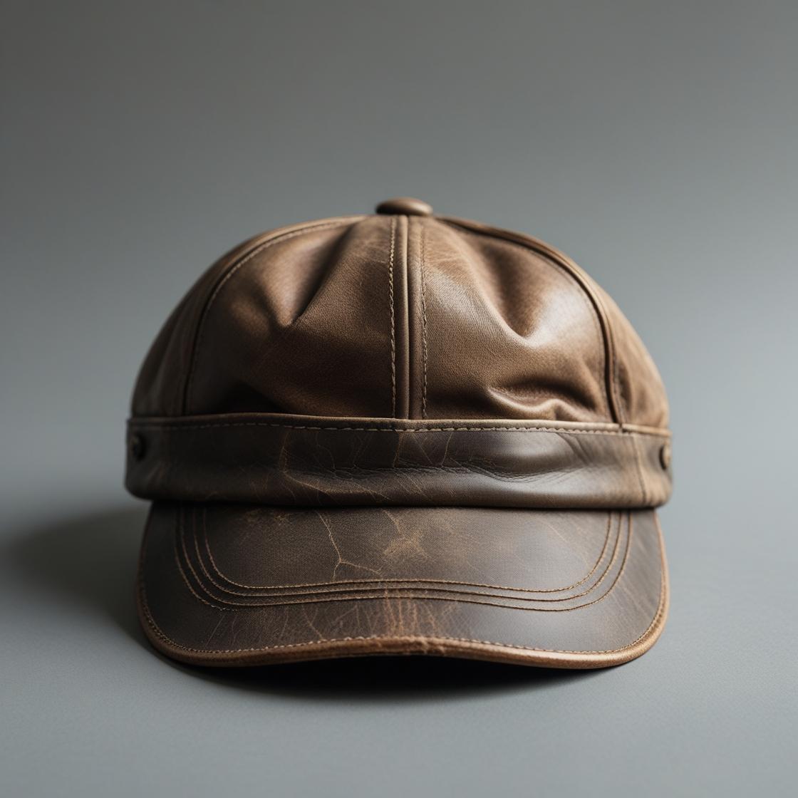 Rugged Brown Leather Cap