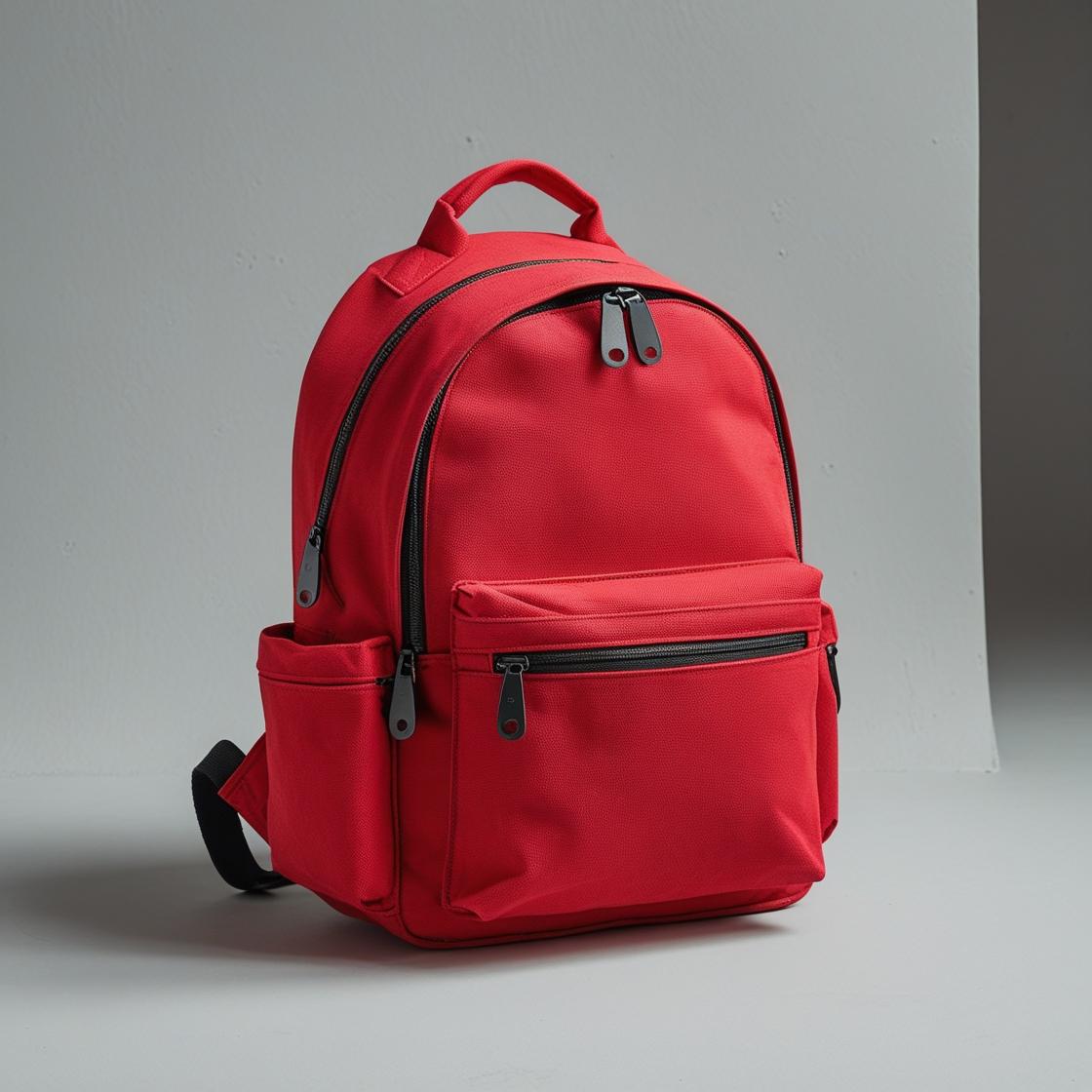 Simple Red Leather Backpack