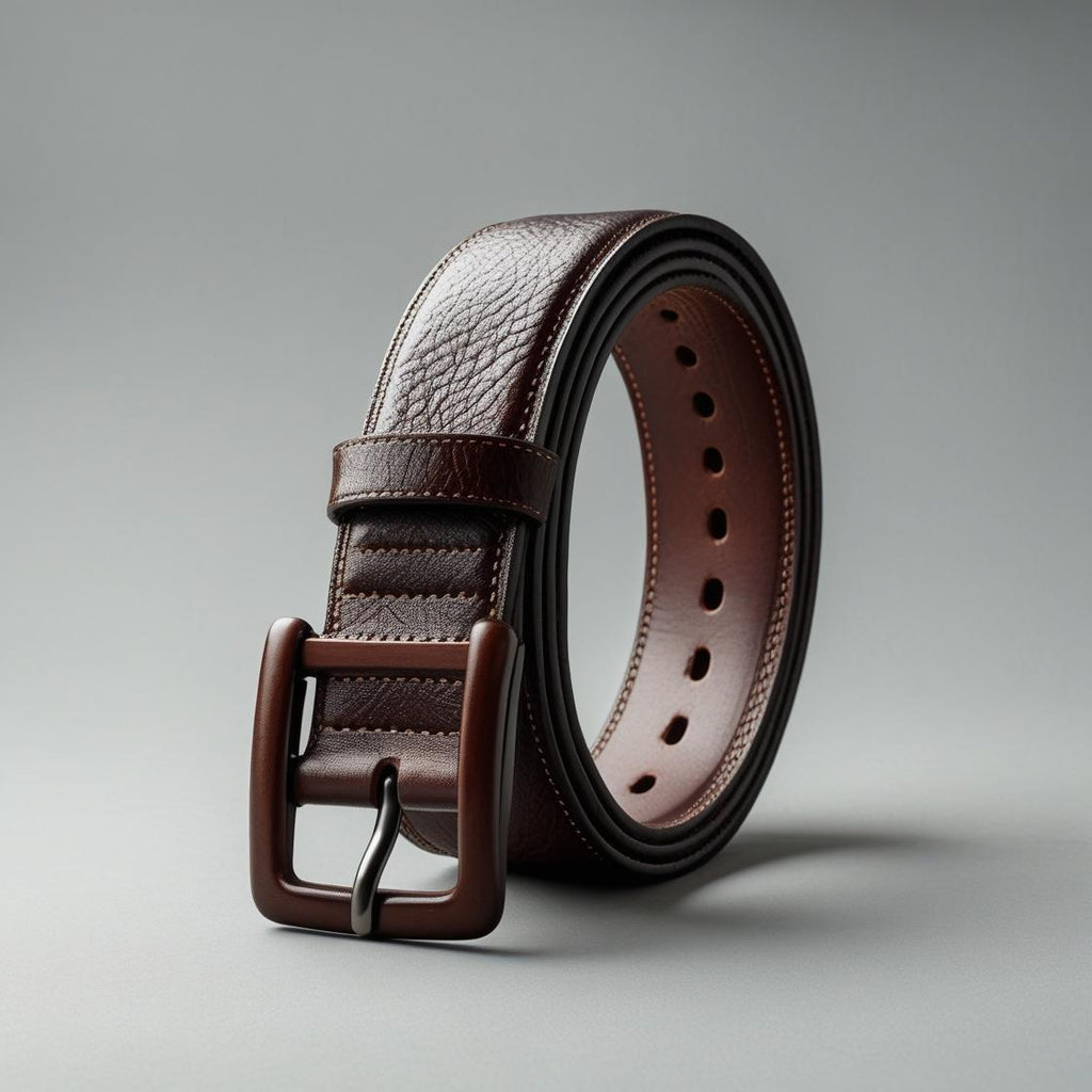 Webbed Brown Leather Belt