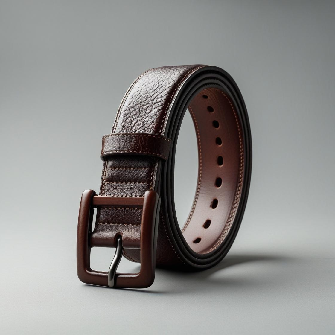Webbed Brown Leather Belt