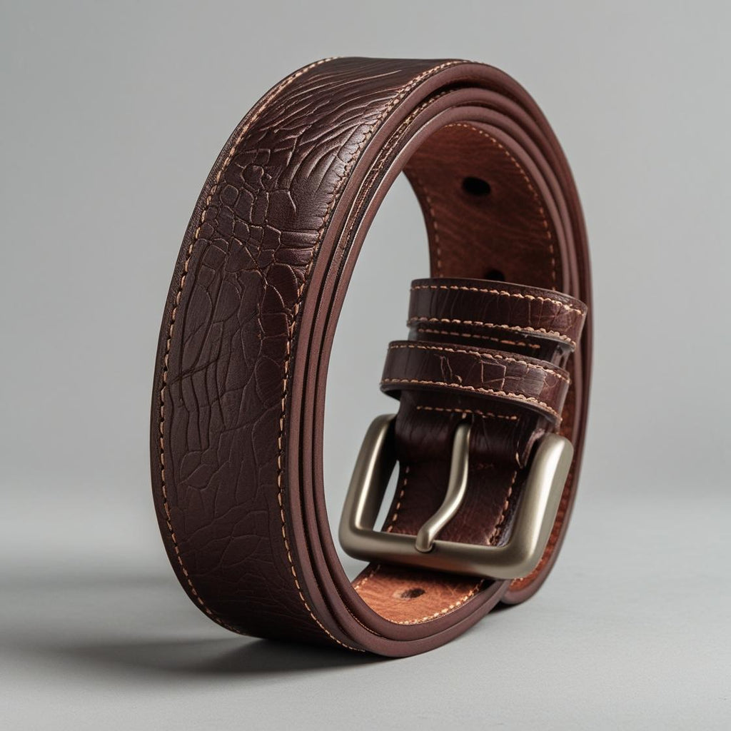 Webbed Brown Leather Belt
